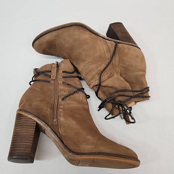 Franco Sarto Women's Size 7.5M Edaline Brown Leather Wrap Around Ankle Booties B - Picture 9 of 13